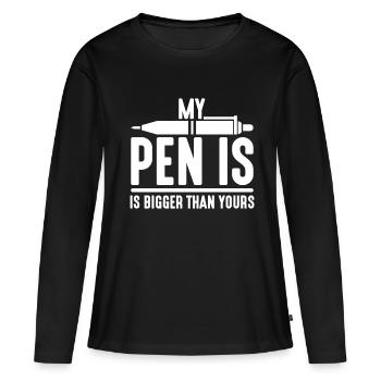 Le stylo est plus grand que l'humour adulte sexuellement pervers - T-shirt manches longues Premium bio Femme - noir - Devant - Julia (174cm)