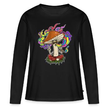Champignon magique Champignons hallucinogènes Champignons de mauvaises herbes - T-shirt manches longues Premium bio Femme - noir - Devant - Julia (174cm)