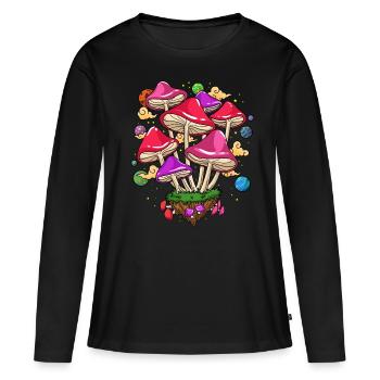 Champignons hallucinogènes ramassent des champignons Champignon magique - T-shirt manches longues Premium bio Femme - noir - Devant - Julia (174cm)
