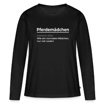 Fille de cheval définition équitation Islandpferd Tölt P - T-shirt manches longues Premium bio Femme - noir - Devant - Julia (174cm)