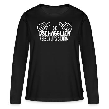 Jacqueline macht das schon auf sächsisch Sachsen - Frauen Premium Bio Langarmshirt - Schwarz - Vorne - Julia (174cm)
