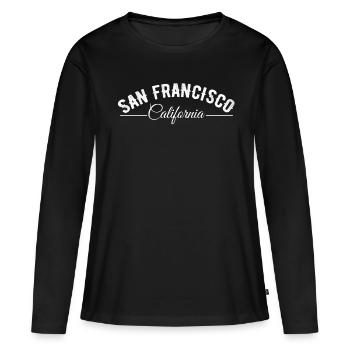 San Francisco - T-shirt manches longues Premium bio Femme - noir - Devant - Julia (174cm)