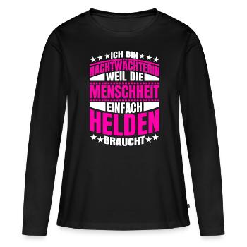 Nachtwächterin Nachtwache Geschenk - Frauen Premium Bio Langarmshirt - Schwarz - Vorne - Julia (174cm)