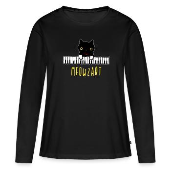 Meowzart Klavier Keyboard Piano Katze Pianist - Frauen Premium Bio Langarmshirt - Schwarz - Vorne - Julia (174cm)