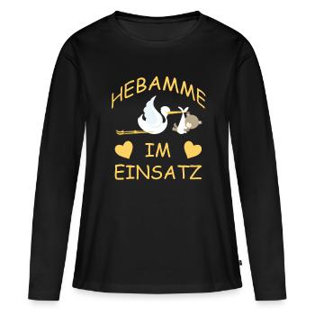 Hebamme im Einsatz - Frauen Premium Bio Langarmshirt - Schwarz - Vorne - Julia (174cm)