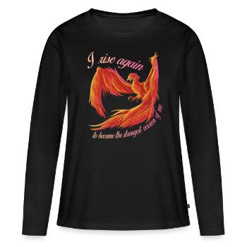 Phoenix des cendres, oiseau, créature mythique, renouvellement - T-shirt manches longues Premium bio Femme - noir - Devant - Julia (174cm)
