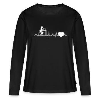 Seamstress sewing machine heartbeat seamstress - Women's Premium Organic Long Sleeve Shirt - black - Front - Julia (174cm)