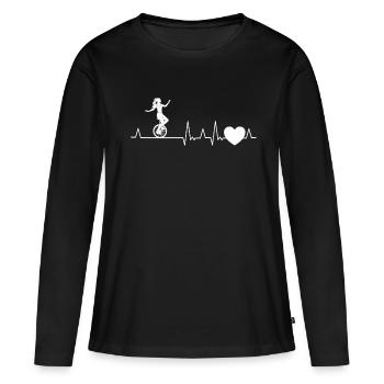 Monocycle monocycle monocycle battement de coeur - T-shirt manches longues Premium bio Femme - noir - Devant - Julia (174cm)