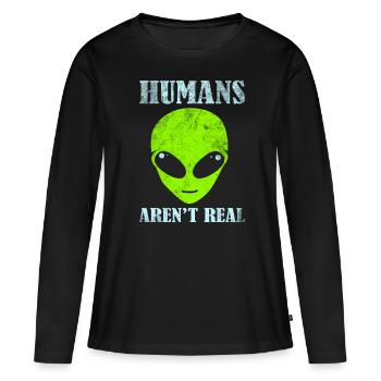 Alien drôle Ufo Alien Space Aliens - T-shirt manches longues Premium bio Femme - noir - Devant - Julia (174cm)