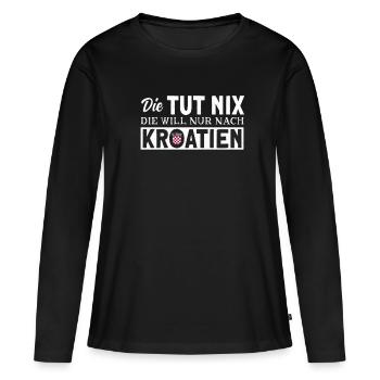 Will nach Kroatien Urlaub I Camping am Meer Partne - Frauen Premium Bio Langarmshirt - Schwarz - Vorne - Julia (174cm)