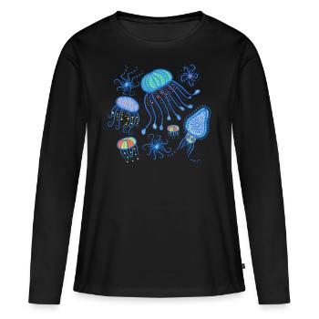Mer colorée - T-shirt manches longues Premium bio Femme - noir - Devant - Julia (174cm)