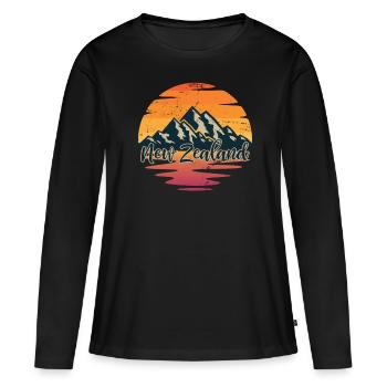 Neuseeland Neuseeländer - Frauen Premium Bio Langarmshirt - Schwarz - Vorne - Julia (174cm)