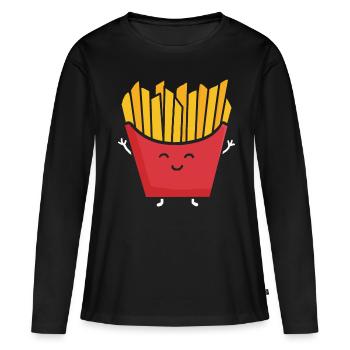 frites - T-shirt manches longues Premium bio Femme - noir - Devant - Julia (174cm)