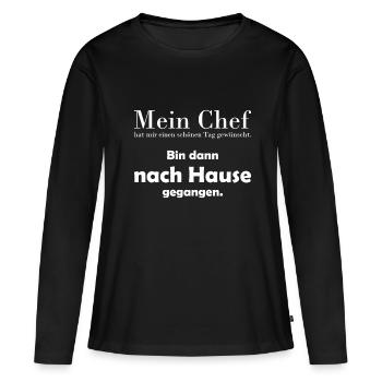 Ich geh nach Hause Arbeit Humor Spruch Kollegen - Frauen Premium Bio Langarmshirt - Schwarz - Vorne - Julia (174cm)
