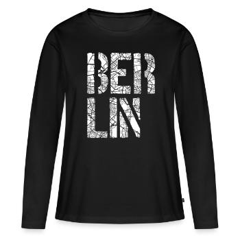 Berlin - Women's Premium Organic Long Sleeve Shirt - black - Front - Julia (174cm)