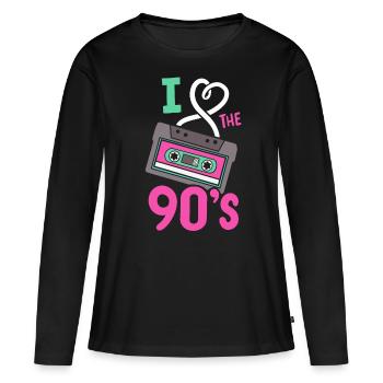 90er Retro I liebe die Neunziger - Frauen Premium Bio Langarmshirt - Schwarz - Vorne - Julia (174cm)