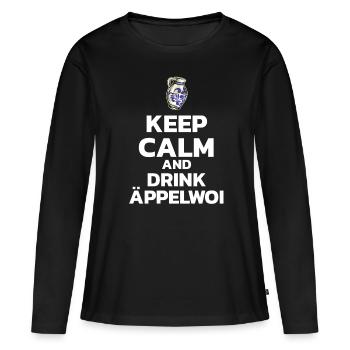 Restez calme et buvez du cidre Äppelwoi Bembel - T-shirt manches longues Premium bio Femme - noir - Devant - Julia (174cm)