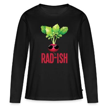 Fun radis avec lunettes de soleil Jardinage - T-shirt manches longues Premium bio Femme - noir - Devant - Julia (174cm)