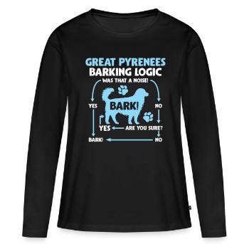 Logique du chien de montagne des Pyrénées qui aboie - T-shirt manches longues Premium bio Femme - noir - Devant - Julia (174cm)