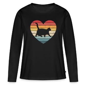 Fat Cat Chonk Scale Chonky Meme cadeau de chat - T-shirt manches longues Premium bio Femme - noir - Devant - Julia (174cm)