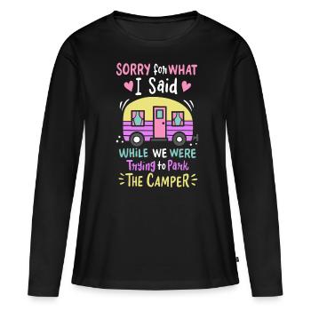 Camping Tentes Camping Camping - T-shirt manches longues Premium bio Femme - noir - Devant - Julia (174cm)