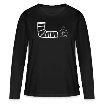 Cadeau de t-shirt en plâtre pour blessure au bras - T-shirt manches longues Premium bio Femme - noir - Devant - Julia (174cm)