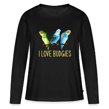 Perruche, Perruche Vintage, Perruche - T-shirt manches longues Premium bio Femme - noir - Devant - Julia (174cm)