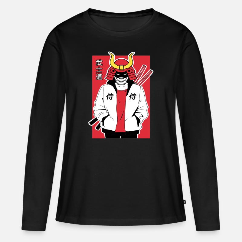 Samurai Warrior Anime - Women's Premium Organic Long Sleeve Shirt - black