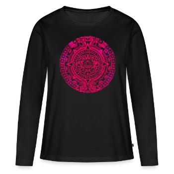 Calendrier Aztèque Maya Aztèque Mexique - T-shirt manches longues Premium bio Femme - noir - Devant - Julia (174cm)