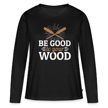 Bois - T-shirt manches longues Premium bio Femme - noir - Devant - Julia (174cm)