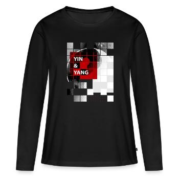 yin yang - T-shirt manches longues Premium bio Femme - noir - Devant - Julia (174cm)