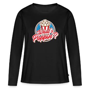 Popcorn - Frauen Premium Bio Langarmshirt - Schwarz - Vorne - Julia (174cm)