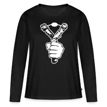 Cadeau de t-shirt Slingshot Slingshot - T-shirt manches longues Premium bio Femme - noir - Devant - Julia (174cm)