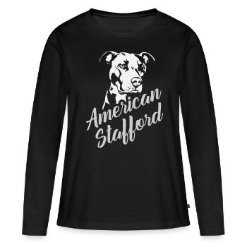 Stafford américain - T-shirt manches longues Premium bio Femme - noir - Devant - Julia (174cm)
