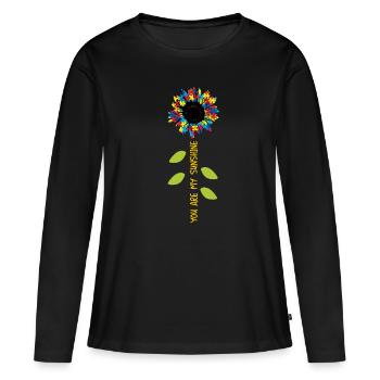 Tu es mon rayon de soleil - Autisme de tournesol - T-shirt manches longues Premium bio Femme - noir - Devant - Julia (174cm)