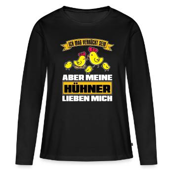 Huhn Hühner - Frauen Premium Bio Langarmshirt - Schwarz - Vorne - Julia (174cm)