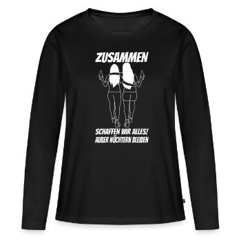 Ensemble, nous pouvons tout faire mais rester sobres - T-shirt manches longues Premium bio Femme - noir - Devant - Julia (174cm)