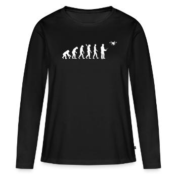 Drone - Evolution humaine / Darwin - T-shirt manches longues Premium bio Femme - noir - Devant - Julia (174cm)