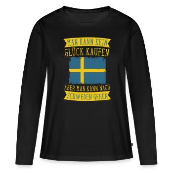 Schweden Skandinavien Schwede - Frauen Premium Bio Langarmshirt - Schwarz - Vorne - Julia (174cm)