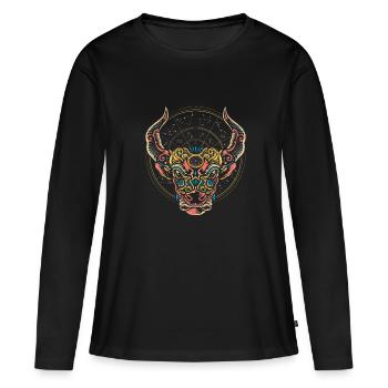 Taureau zodiaque horoscope art astrologie - T-shirt manches longues Premium bio Femme - noir - Devant - Julia (174cm)