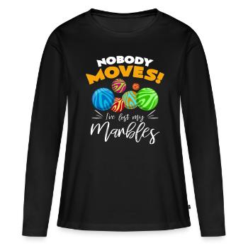 Personne ne bouge Je cherche mes billes - T-shirt manches longues Premium bio Femme - noir - Devant - Julia (174cm)