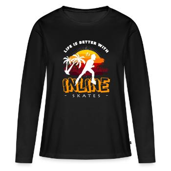 Inline Skates - Frauen Premium Bio Langarmshirt - Schwarz - Vorne - Julia (174cm)