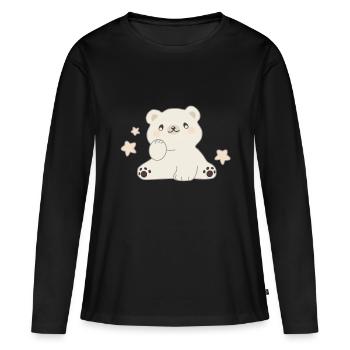 Nounours mignon ours polaire étoiles nuit pour les enfants - T-shirt manches longues Premium bio Femme - noir - Devant - Julia (174cm)