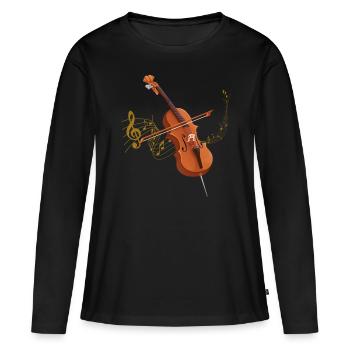 violoncelle - T-shirt manches longues Premium bio Femme - noir - Devant - Julia (174cm)
