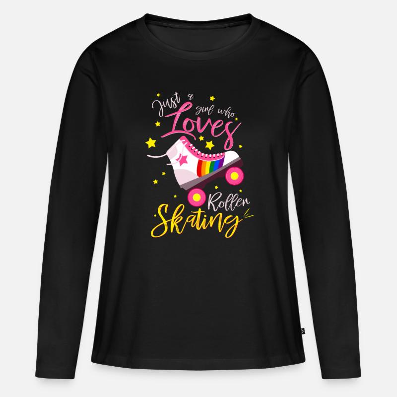 Ein Mädchen das Rollschuhe liebt Geschenkidee - Frauen Premium Bio Langarmshirt - Schwarz