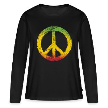 Jamaïque Hippie Peace Sign Rastas Jamaïque - T-shirt manches longues Premium bio Femme - noir - Devant - Julia (174cm)