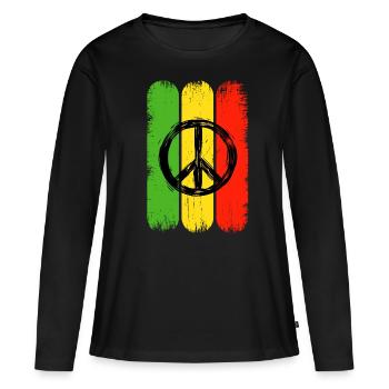 Jamaïque Hippie Peace Sign Rastas Jamaïque - T-shirt manches longues Premium bio Femme - noir - Devant - Julia (174cm)