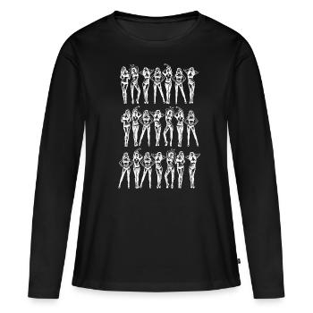 2reborn sexy Pin Up Girls Models Lingerie wh - Frauen Premium Bio Langarmshirt - Schwarz - Vorne - Julia (174cm)