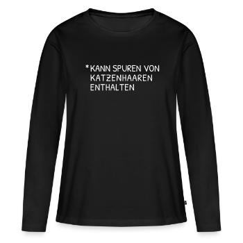 Kann Spuren von Katzenhaaren enthalten - Frauen Premium Bio Langarmshirt - Schwarz - Vorne - Julia (174cm)