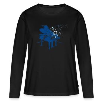 Piano Instrument - Frauen Premium Bio Langarmshirt - Schwarz - Vorne - Julia (174cm)